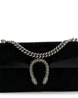Velvet Skipper Crystal GG Monogram Small Dionysus Shoulder Bag Black Black Diamond