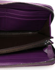 Nappa Intrecciato Zip Around Wallet Aubergine