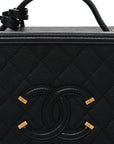 Caviar Quilted Large CC Filigree Vanity Case Black