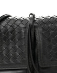 Nappa Intrecciato Small Double Pocket Flap Black