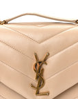 Calfskin Y Quilted Monogram Small Loulou Chain Satchel Dark Beige