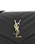 Grain De Poudre Matelasse Chevron Monogram Envelope Chain Wallet Black