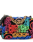 Fabric Quilted Neon Graffiti Medium CHNL 19 Flap Black Multicolor