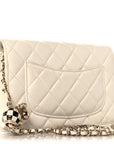 Lambskin Enamel Quilted Pearl Crush Wallet On Chain WOC White