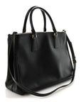 Saffiano Lux Large Galleria Double Zip Tote Black