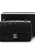 Lambskin Quilted Mini Rectangular Flap Black