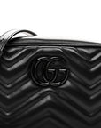 Calfskin Matelasse Monochrome Small GG Marmont Chain Shoulder Bag Black