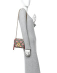 GG Supreme Monogram Apple Small Padlock Shoulder Bag Beige Multicolor Lobster Red