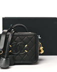 Caviar Quilted Small CC Filigree Vanity Case Black