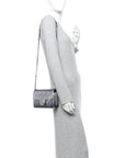 Metallic Lambskin Like A Wallet Flap Silvery Black