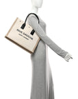 Linen Calfskin Small Rive Gauche Tote Greggio Natural