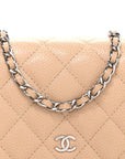 Caviar Quilted Wallet on Chain WOC Beige