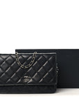 Lambskin Quilted Wallet On Chain WOC Black