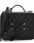 Caviar Quilted Medium CC Filigree Vanity Case Black