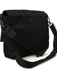 Econyl Nylon Cuoio Romano Monochrome Medium Baguette Messenger Bag Black