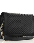 Lambskin Chevron Boy Wallet On Chain WOC Black