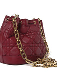Lambskin Cannage Miss D1OR Bucket Bag Cherry Red