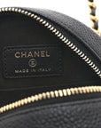 Caviar Quilted Round Filigree Crossbody Black