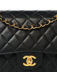Caviar Quilted Medium Double Flap Black