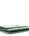 Lambskin Quilted Trendy CC Wallet On Chain WOC Green