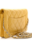 Lambskin Quilted Wallet On Chain WOC Yellow