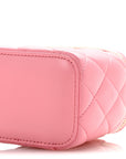 Lambskin Quilted Trendy Mini Vanity Case With Chain Pale Pink