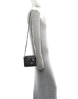 Pearly Lambskin Quilted Charms Wallet On Chain WOC Black