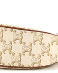 Canvas Calfskin Ava Triomphe Shoulder Bag White