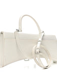 Shiny Box Calfskin Tonal B Hourglass Stretch Top Handle Bag White