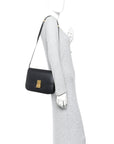Box Calfskin Medium Classic Box Flap Bag Black