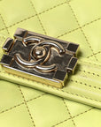 Calfskin Quilted North South Boy Flap Light Green