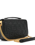 Nappa Small FF Embossed Mid Chain Baguette Black