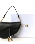 Grained Calfskin Saddle Bag Black
