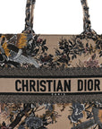 Canvas Embroidered Jardin D'Hiver Medium Book Tote Beige Multicolor