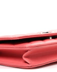 Lambskin Quilted Wallet On Chain WOC Pink