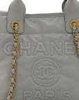 Calfskin Embossed Small Deauville Tote Light Blue