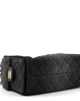 Washed Denim Quilted Mini CHNL 25 Handbag Black