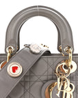 Lambskin Cannage Small Lucky Badges My Lady D1OR Grey