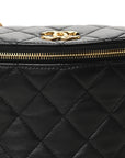 Lambskin Pearl Quilted CC Belt Bag Black