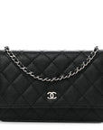 Caviar Quilted Wallet on Chain WOC Black