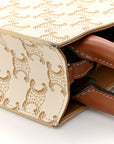 Triomphe Canvas Calfskin Mini Vertical Cabas White