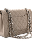 Caviar Quilted Medium Double Flap Taupe