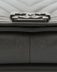 Lambskin Chevron Quilted Medium Boy Flap Grey