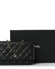 Caviar Quilted Wallet on Chain WOC Black