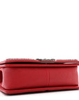 Calfskin Quilted Medium Top Handle Boy Flap Red