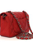 Caviar Quilted Mini Rectangular Flap Red