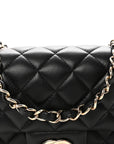 Lambskin Quilted Mini Rectangular Flap Black