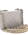 Lambskin Quilted CHNL 19 Wallet On Chain WOC Grey