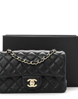 Lambskin Quilted Mini Rectangular Flap Black