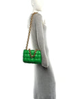 Lambskin Maxi Intreccio Padded Chain Cassette Crossbody Bag Racing Green